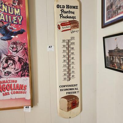 Vintage Metal Baltimore Schmidt's Old Home Pantry Package Bread Wall Thermometer 38x8
