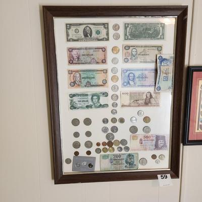 Framed Art Around the World Money Collectible