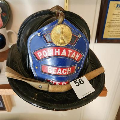 Vintage Powhatan Beach VFD Fire Dept Fireman Helmet