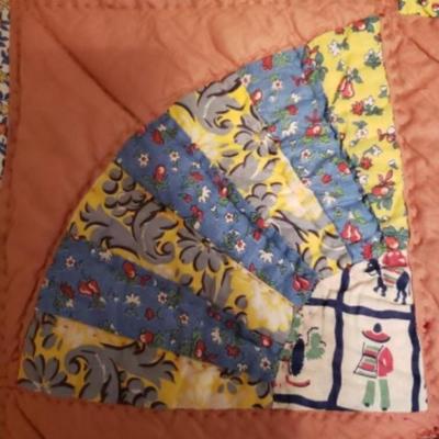 Vintage handmade grandmother's fan quilt