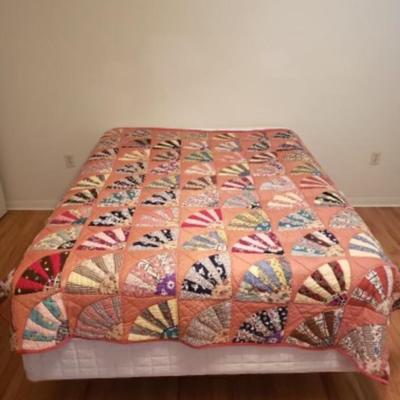 Vintage handmade grandmother's fan quilt