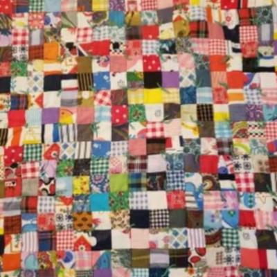 Vintage Tied handmade postage stamp quilt