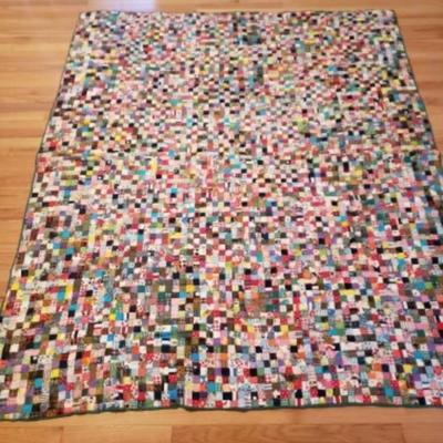 Vintage Tied handmade postage stamp quilt