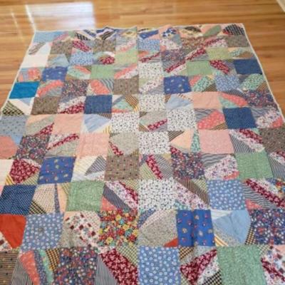 Vintage scrappy squares quilt
