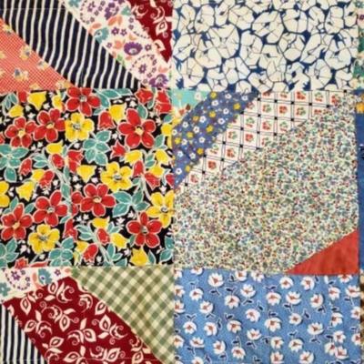 Vintage scrappy squares quilt