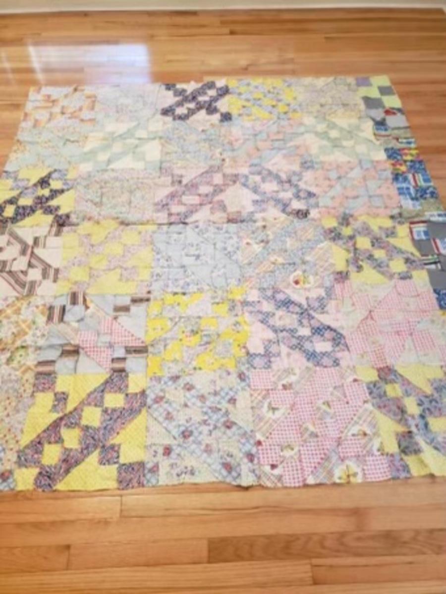 Vintage hand pieced quilt top—Jacob's Ladder