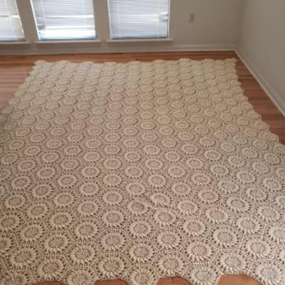 Vintage 1955 HAND CROCHET full size bedspread