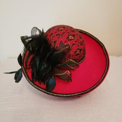 Red wool wide brim hat from Roosevelt Hotel Gift Shop