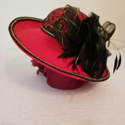 Red wool wide brim hat from Roosevelt Hotel Gift Shop