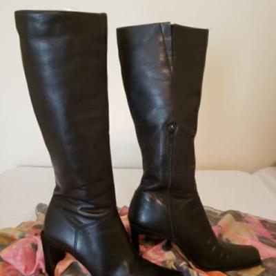 Women's Nine West knee high black leather boots