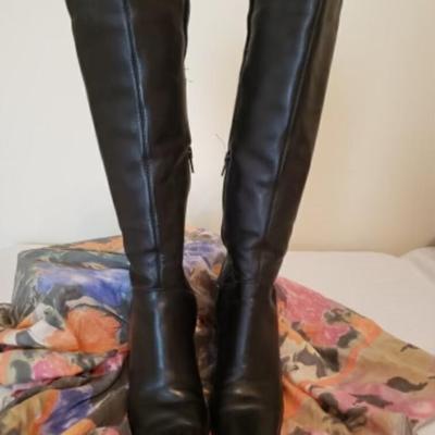 Women's Nine West knee high black leather boots