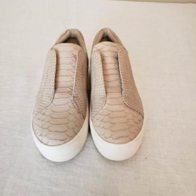 JSLIDES NYC women's taupe snakeskin style