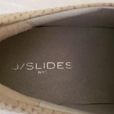 JSLIDES NYC women's taupe snakeskin style