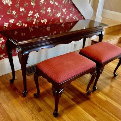 Vintage Console Table And Two Benches