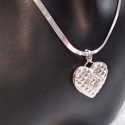 Heidi Klum Heart Locket On 17" Italian 925 Necklace