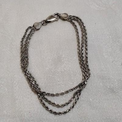 Triple Strand Italian Chain 925 7" Bracelet