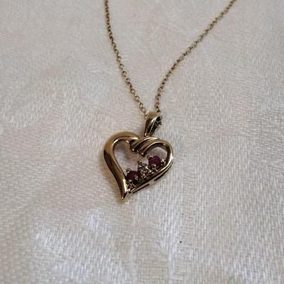 Vintage Ross Simons Ruby and Diamond Gold Vermeil 18" Necklace