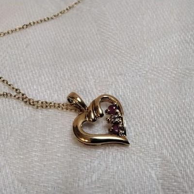 Vintage Ross Simons Ruby and Diamond Gold Vermeil 18" Necklace