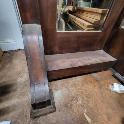 Antique Hall Tree with Full Length Mirror