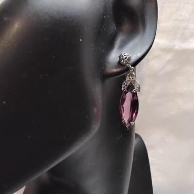 Antique Amethyst Screw Back Earrings