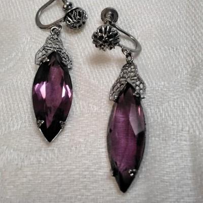 Antique Amethyst Screw Back Earrings