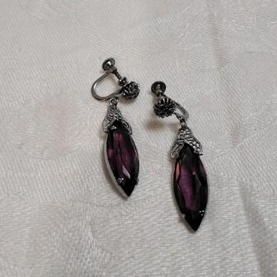 Antique Amethyst Screw Back Earrings