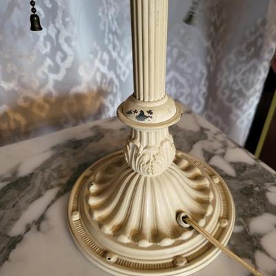 Beautiful Antique Tiffany Style Slag Glass Table Lamp
