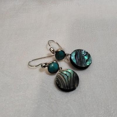 Paul Brackna Abalone And Turquoise 925 Earrings
