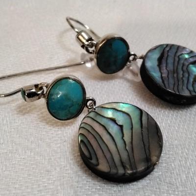 Paul Brackna Abalone And Turquoise 925 Earrings
