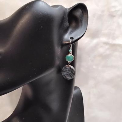 Paul Brackna Abalone And Turquoise 925 Earrings