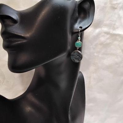 Paul Brackna Abalone And Turquoise 925 Earrings