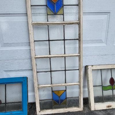 Lot of 3 Antique Stained Glass Windows