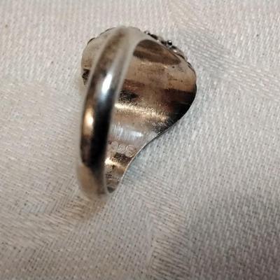 Stunning Honey Amber And Marcasite 925 Ring Size 6.5