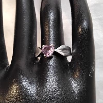 Unique Amethyst Heart 925 Ring Size 8
