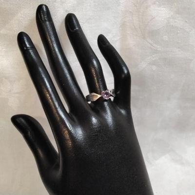 Unique Amethyst Heart 925 Ring Size 8