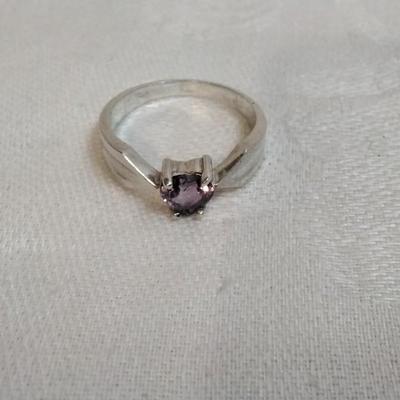 Unique Amethyst Heart 925 Ring Size 8