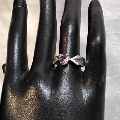 Unique Amethyst Heart 925 Ring Size 8