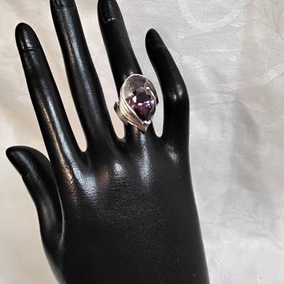 Magnificent Custom Made Amethyst 925 Ring Size 5