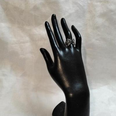 Unique Onyx Flower Lacework 925 Ring Size 6.5