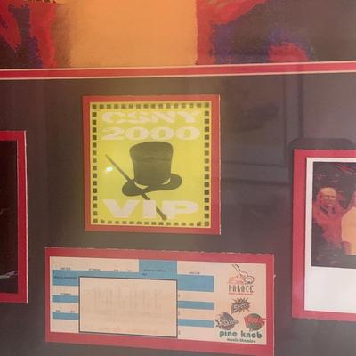 Crosby, Stills, and Nash framed picture and catalog 26"W 22"H