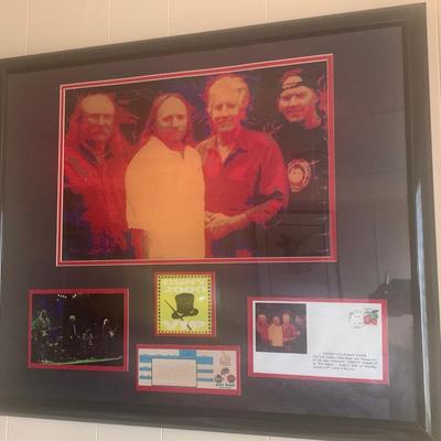 Crosby, Stills, and Nash framed picture and catalog 26"W 22"H