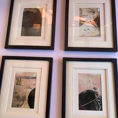 Artist Toby Penney 4 framed & matted surface study mixed media on paper