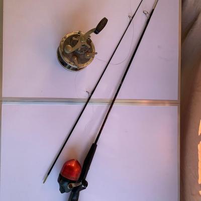 Rod & Reel -Deep Sea Reel Penn Fishing No 49 Penn Fishing Tackle Mfg Co Philly PA & Shakepeare 53" Rod