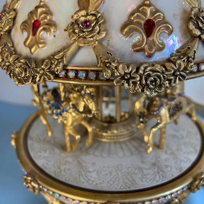 LOT:64G: Faberge Imperial Carousel Egg By House of Faberge and Lenox Compote Bowl