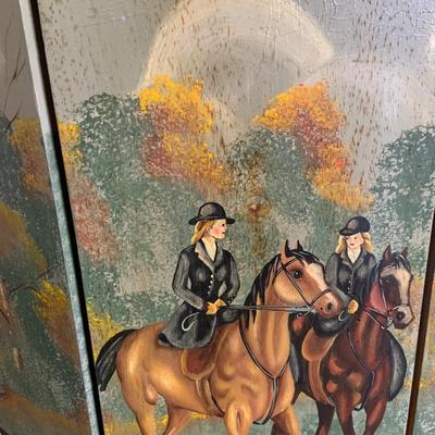 LOT:75G: Decorative Painted Wood Fireplace  Screen
