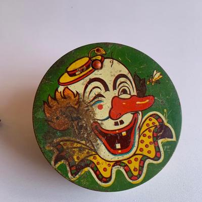 Vintage Tin Toys-J. Chien duck & Clown Noise Maker