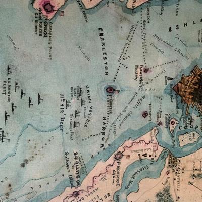 Rebel Defenses of Charleston Harbor, SC  from original plan made by R K Sweden while a prisoner of war 18"W 24"H