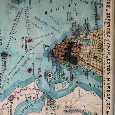 Rebel Defenses of Charleston Harbor, SC  from original plan made by R K Sweden while a prisoner of war 18"W 24"H