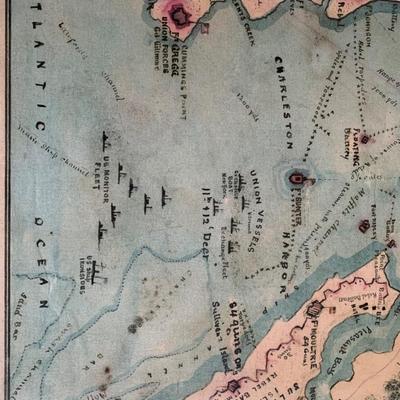 Rebel Defenses of Charleston Harbor, SC  from original plan made by R K Sweden while a prisoner of war 18"W 24"H