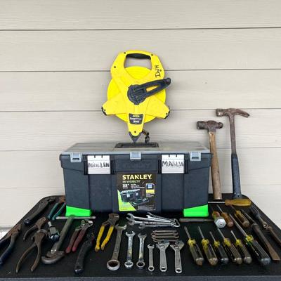 Miscellaneous Tools, 300 ft Measuring tape and STANLEY Toolbox,